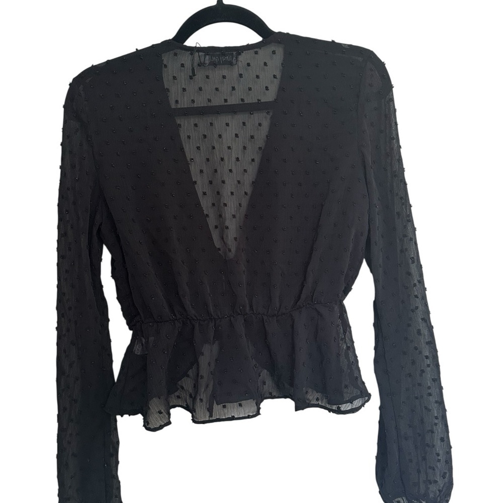 NASTY GAL | Black Polka Dot Be Seeing you Tie Front Top Sz S - Picture 4 of 7